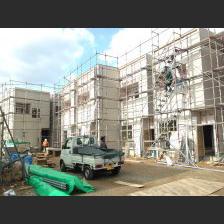 福岡県糟屋郡新宮町のアパート工事中外観